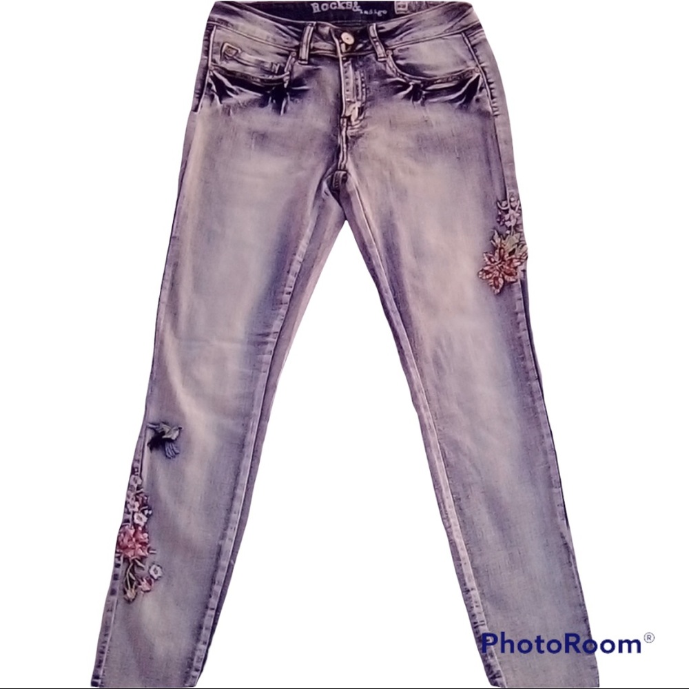 Rocks & Indigo Embroidered Crop Jeans 27